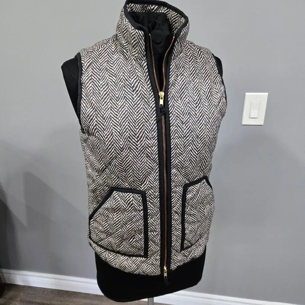🐢 J. Crew Quilted Herringbone Puffer Vest Size XS Super Cute!